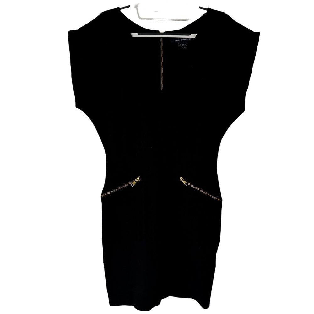 Black French Connection Black Zipper Pocket Dress Size 2